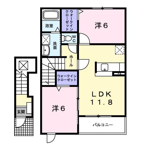 フォンテーヌⅥ 202｜茨城県神栖市平泉東３丁目(賃貸アパート2LDK・2階・58.80㎡)の写真 その2