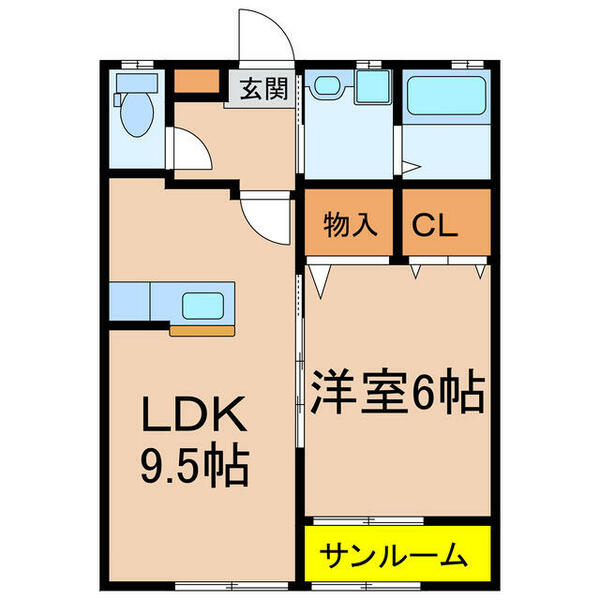 メゾンサンファミリー｜鹿児島県鹿屋市寿８丁目(賃貸アパート1LDK・2階・40.00㎡)の写真 その2