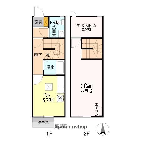 モンテミューレ 102｜東京都あきる野市下代継(賃貸テラスハウス1DK・--・43.33㎡)の写真 その2