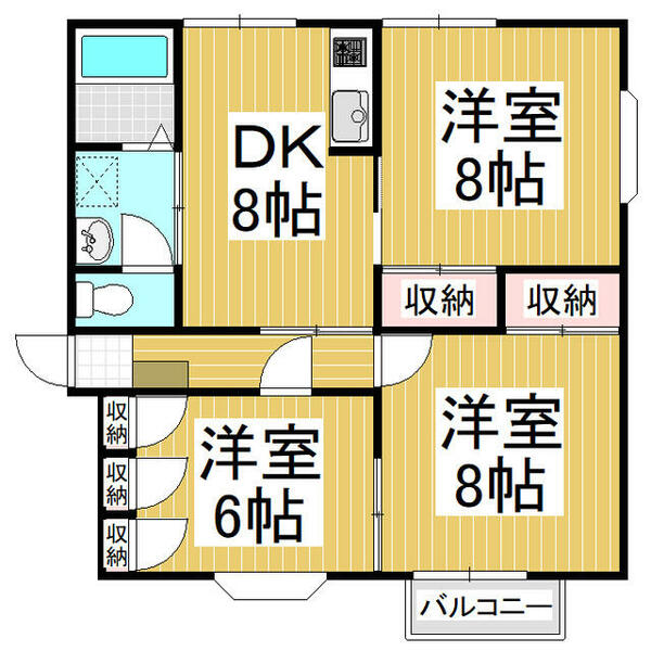 シャンポール本郷　Ｅ棟 202｜長野県長野市三輪９丁目(賃貸アパート3DK・2階・61.00㎡)の写真 その2