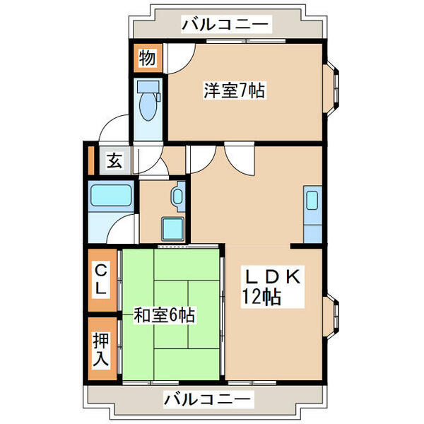 ねぎはらコーポ　Ａ棟｜鹿児島県鹿屋市札元１丁目(賃貸マンション2LDK・3階・59.79㎡)の写真 その2