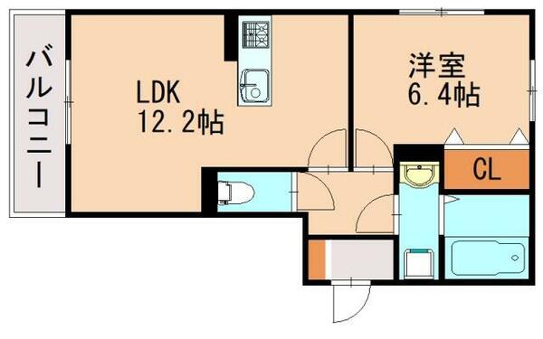 フロイデ仲原｜福岡県糟屋郡粕屋町酒殿４丁目(賃貸アパート1LDK・1階・44.17㎡)の写真 その2