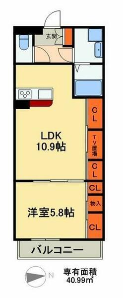 リブリ吉川河口コーポ｜埼玉県吉川市大字保(賃貸マンション1LDK・2階・40.99㎡)の写真 その2