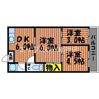 野田マンションＣ｜岡山県倉敷市川入(賃貸アパート3DK・1階・36.50㎡)の写真 その1