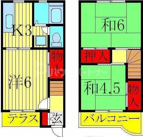 テラス・ボ・ヌール　Ｂ 7｜千葉県流山市西初石４丁目(賃貸テラスハウス3K・--・47.74㎡)の写真 その2