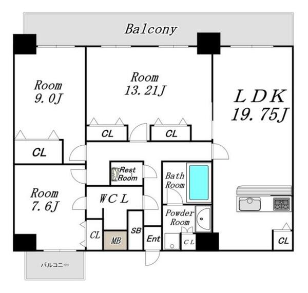 ＭＯＤＥＲＮ　ＰＡＬＡＺＺＯ大名｜福岡県福岡市中央区大名１丁目(賃貸マンション3LDK・10階・112.38㎡)の写真 その2