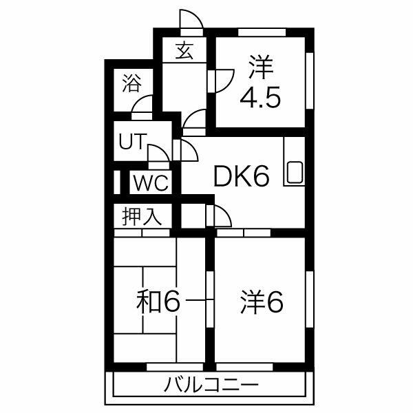 スカイハイム 301｜愛知県名古屋市北区楠１丁目(賃貸マンション3DK・3階・49.14㎡)の写真 その2