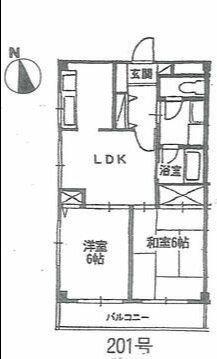 神奈川県茅ヶ崎市美住町(賃貸マンション2LDK・2階・48.40㎡)の写真 その2