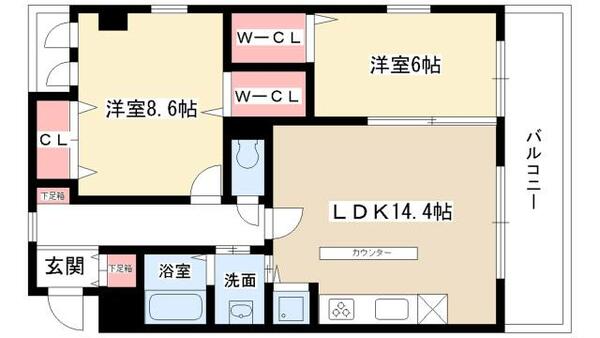 ピオーネ覚王山 305｜愛知県名古屋市千種区山添町２丁目(賃貸マンション2LDK・3階・69.76㎡)の写真 その2