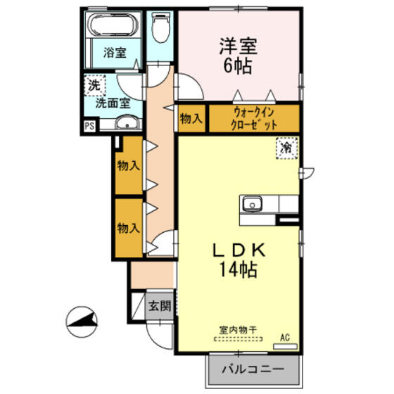 Ｄ－ｒｏｏｍ　Ａｓ　Ａ 103｜富山県富山市上袋(賃貸アパート1LDK・1階・53.32㎡)の写真 その2