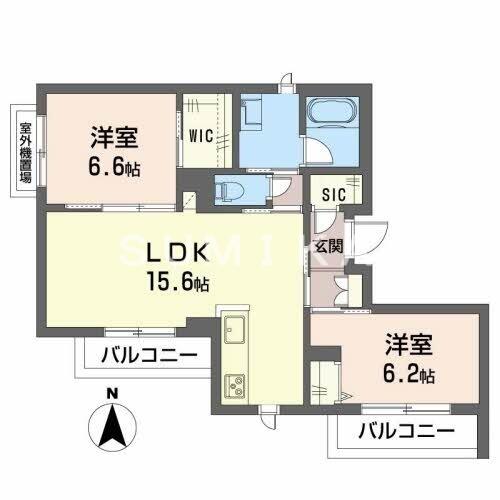 ＬＯＩＳＩＲ｜岡山県岡山市北区北方３丁目(賃貸マンション2LDK・2階・65.13㎡)の写真 その2