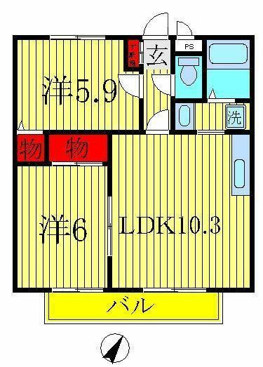 千葉県我孫子市台田３丁目(賃貸アパート2LDK・2階・47.54㎡)の写真 その2