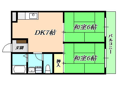 サンハイツ向陽Ⅱ 201｜兵庫県神戸市垂水区向陽３丁目(賃貸アパート2DK・2階・42.00㎡)の写真 その2