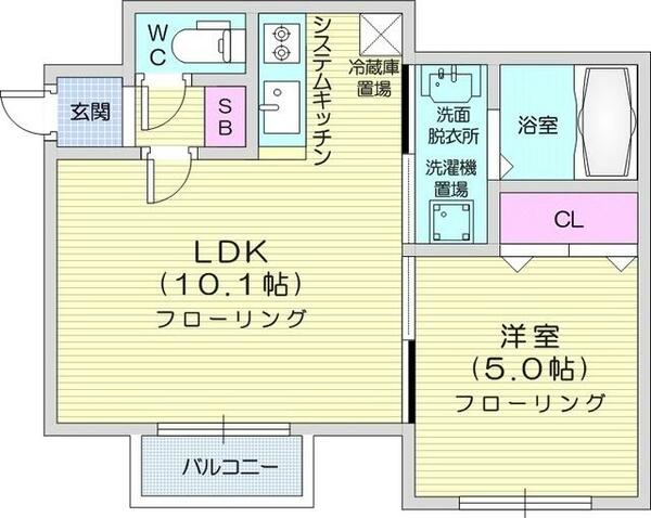 北海道札幌市中央区南二条西１２丁目(賃貸マンション1LDK・5階・34.71㎡)の写真 その2