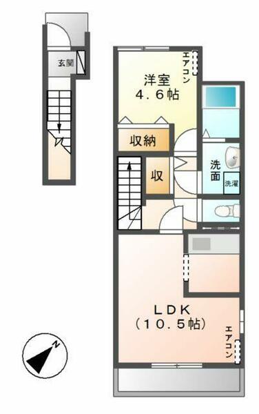 アリエッタ　コート　Ｂ｜茨城県水戸市元吉田町(賃貸アパート1LDK・2階・42.84㎡)の写真 その2