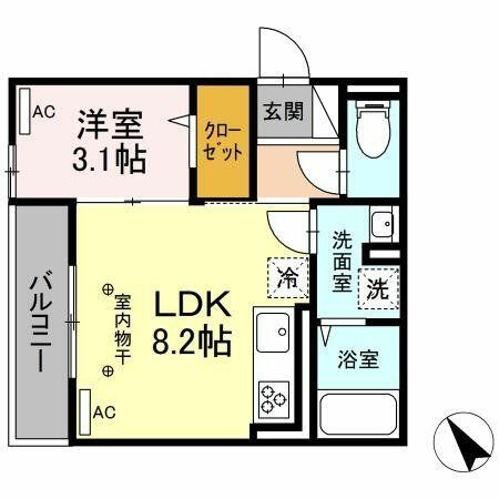 神奈川県平塚市夕陽ケ丘(賃貸アパート1LDK・1階・29.39㎡)の写真 その2