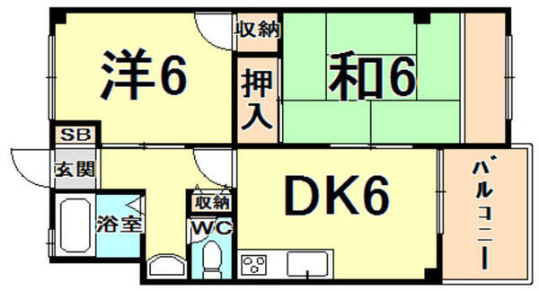 西甲子園ハイツ 503｜兵庫県西宮市甲子園浦風町(賃貸マンション2DK・5階・44.50㎡)の写真 その2
