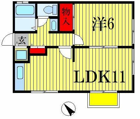 ルミエールＢ B-1｜千葉県船橋市本中山４丁目(賃貸アパート1LDK・1階・39.00㎡)の写真 その2