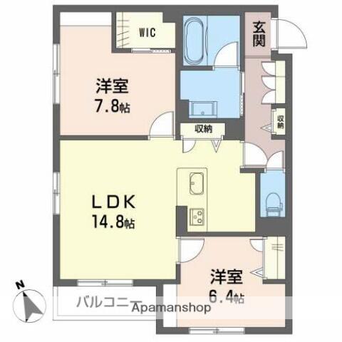 広島県東広島市西条町西条東(賃貸マンション2LDK・2階・67.78㎡)の写真 その2