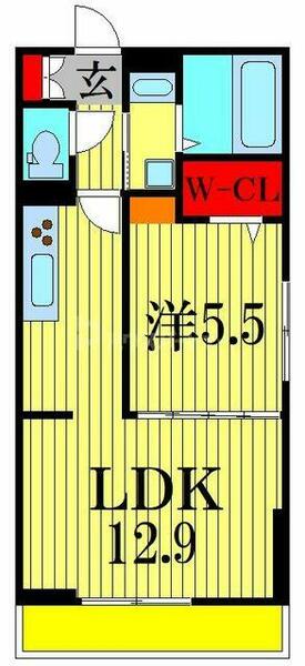 フォーリア　Ｂ 301｜千葉県柏市柏(賃貸アパート1LDK・3階・44.04㎡)の写真 その2