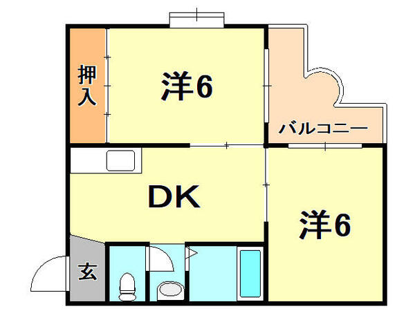 兵庫県西宮市段上町３丁目(賃貸マンション2DK・3階・45.00㎡)の写真 その2