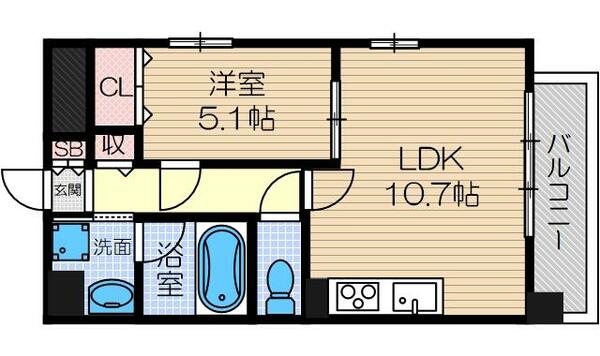 セリーゼウエスト 606｜大阪府茨木市西田中町(賃貸マンション1LDK・6階・38.64㎡)の写真 その2