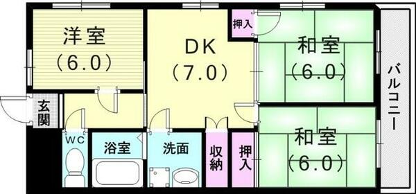 兵庫県神戸市垂水区本多聞１丁目(賃貸マンション3DK・3階・55.00㎡)の写真 その2