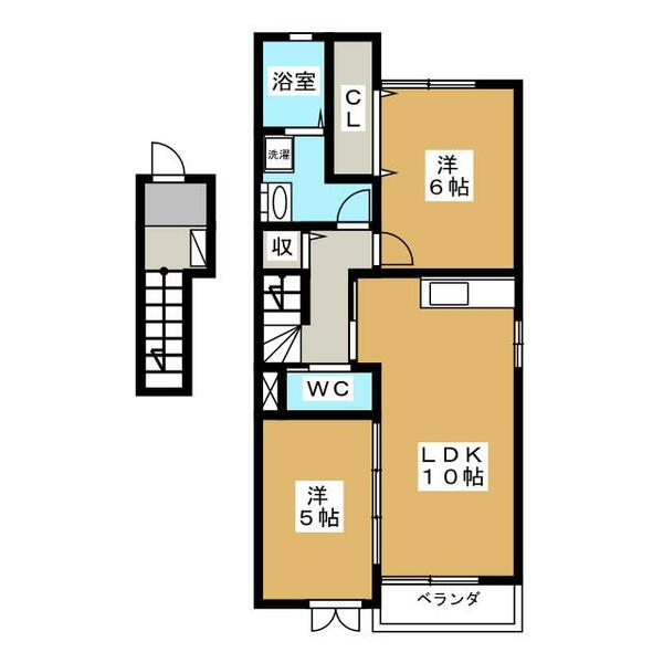 リリーハイツ富竹　Ｂ 201｜長野県長野市大字富竹(賃貸アパート2LDK・2階・54.40㎡)の写真 その2