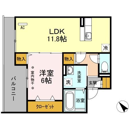 福島県福島市森合字川前(賃貸アパート1LDK・2階・46.94㎡)の写真 その2