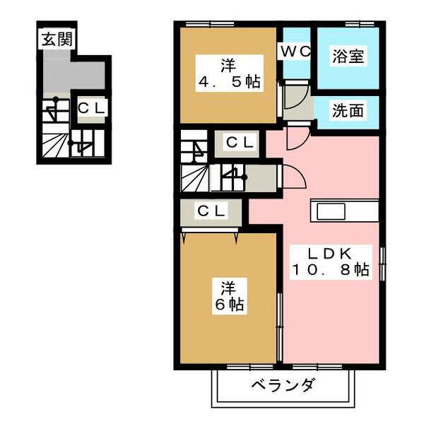 アネーロ 201｜長野県長野市稲田３丁目(賃貸アパート2LDK・2階・56.54㎡)の写真 その2