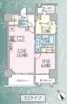 埼玉県新座市野火止５丁目(賃貸マンション1SLDK・7階・64.68㎡)の写真 その2