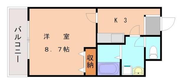 福岡県古賀市天神１丁目(賃貸マンション1K・7階・28.88㎡)の写真 その2