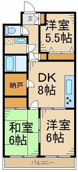 埼玉県所沢市大字久米(賃貸マンション3SDK・2階・56.70㎡)の写真 その2