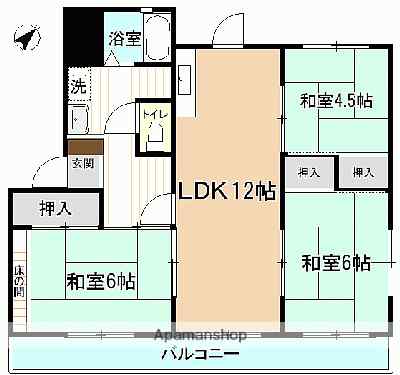 フナヤマヒルズマンション花ノ井 102｜福島県いわき市錦町花ノ井(賃貸マンション3LDK・2階・66.65㎡)の写真 その2