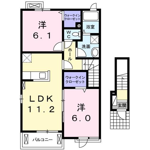 静岡県浜松市中央区大瀬町(賃貸アパート2LDK・2階・57.64㎡)の写真 その2