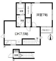 エスポワール　メゾン 202 ｜ 東京都小金井市梶野町５丁目（賃貸アパート1DK・2階・37.68㎡） その2