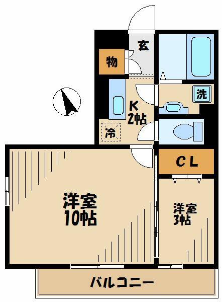 フラットサクセス 201｜東京都八王子市越野(賃貸アパート2K・2階・37.03㎡)の写真 その2