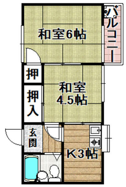 コーポＵＩ D｜大阪府高槻市津之江町１丁目(賃貸アパート2K・2階・29.16㎡)の写真 その2