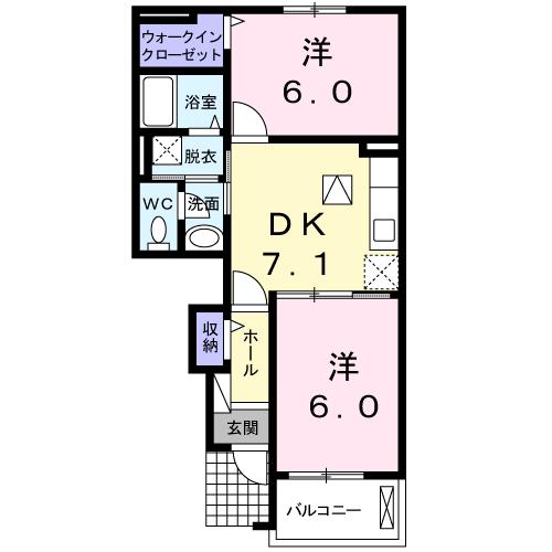 群馬県前橋市富士見町時沢(賃貸アパート2DK・1階・45.33㎡)の写真 その2