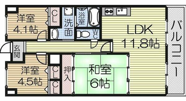 大阪府和泉市東阪本町(賃貸マンション3LDK・9階・66.12㎡)の写真 その2