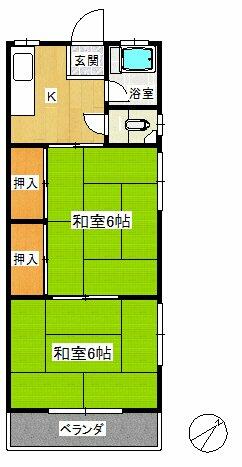 コーポみゆき 203｜千葉県千葉市稲毛区宮野木町(賃貸アパート2K・2階・32.15㎡)の写真 その2