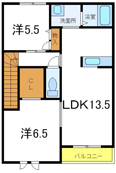 兵庫県加東市上中３丁目(賃貸アパート2LDK・2階・61.63㎡)の写真 その2