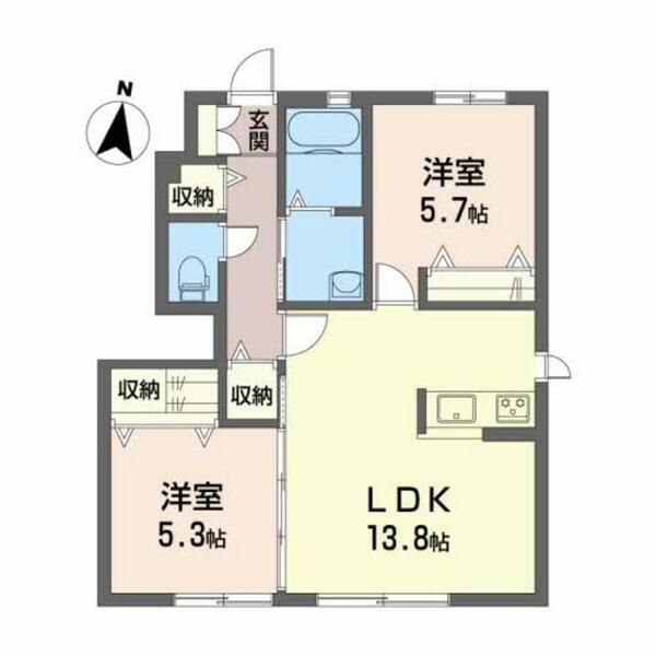 シャーメゾン・ブラン　Ａ棟 A0102｜高知県高知市福井町(賃貸アパート2LDK・1階・58.28㎡)の写真 その2