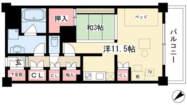 メイビル覚王山 207｜愛知県名古屋市千種区菊坂町２丁目(賃貸マンション1LDK・2階・45.00㎡)の写真 その2