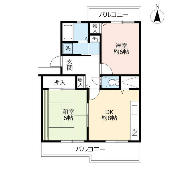 ＵＲ高槻・阿武山七番街 0020403｜大阪府高槻市奈佐原２丁目(賃貸マンション2DK・4階・52.89㎡)の写真 その2