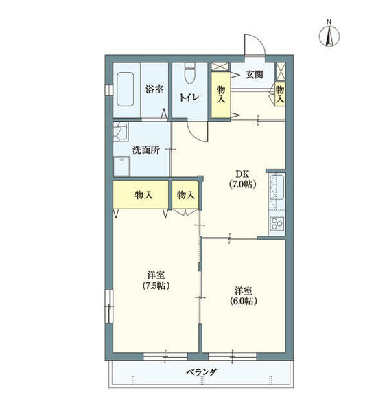 （シニア限定）ルラーシュ白鷺 103｜東京都中野区白鷺２丁目(賃貸マンション2DK・1階・52.11㎡)の写真 その2