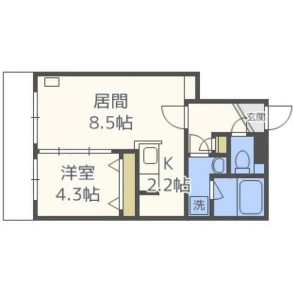 北海道札幌市白石区南郷通１２丁目南(賃貸マンション1LDK・4階・35.45㎡)の写真 その2