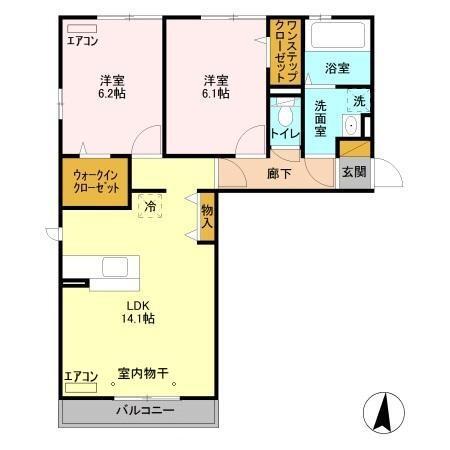 千葉県君津市西坂田２丁目(賃貸アパート2LDK・3階・60.43㎡)の写真 その1