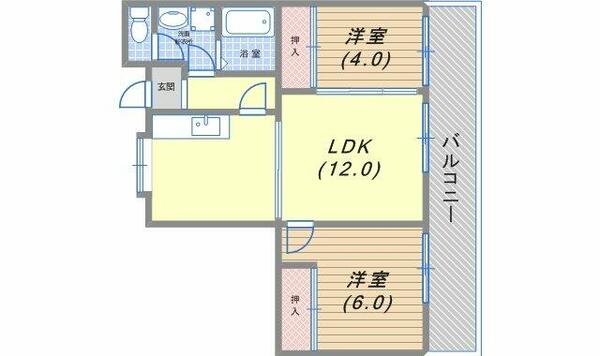 兵庫県神戸市兵庫区矢部町(賃貸マンション2LDK・2階・53.22㎡)の写真 その2