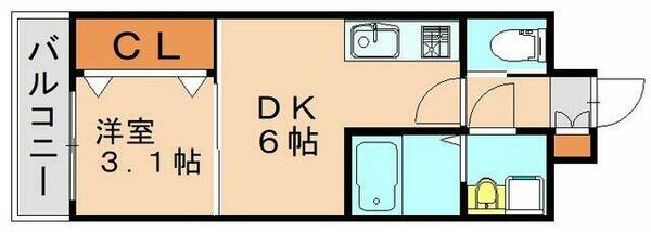 ギャラン竪町｜福岡県北九州市小倉北区竪町２丁目(賃貸マンション1DK・8階・25.20㎡)の写真 その2